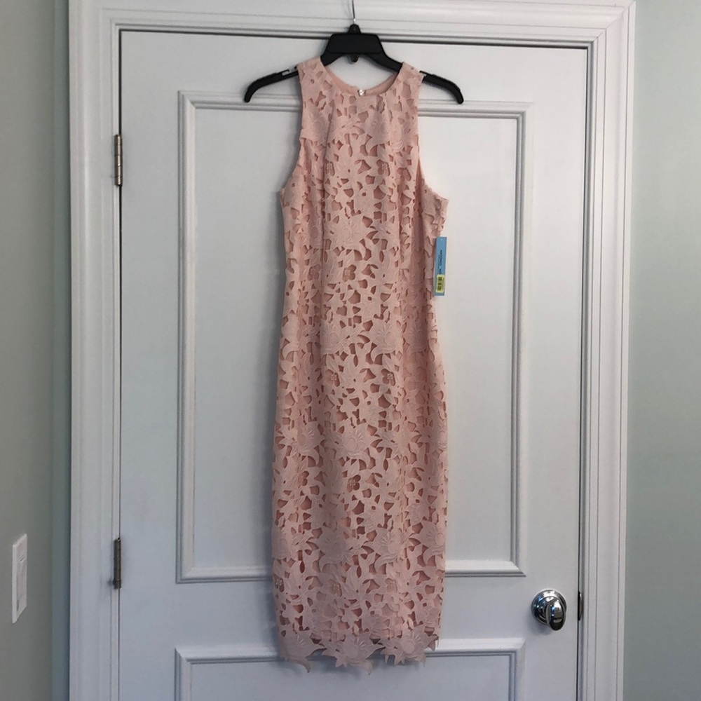 Lace Peggy Midi Dress Size 4 color blush pink